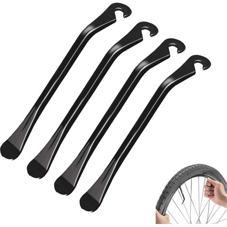 Leva per Pneumatici per Bici, Leva per Pneumatici in Metallo, Leva di Montaggio Bici, Strumento per Cambio Pneumatici, Compatibile con Bici da Strada e MTB, Nero (1/5)