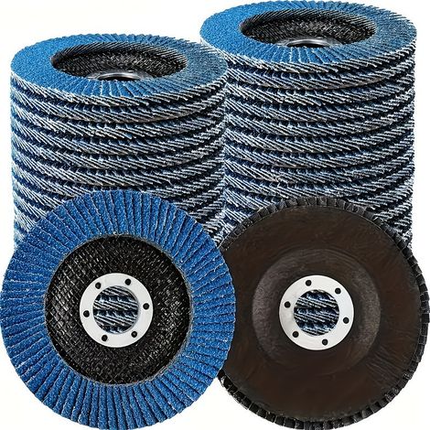 Disques abrasifs en zircone de 115 mm, pour meuleuses d'angle, pour le décapage et le polissage des métaux et de l'acier inoxydable, lot de 10. (1/5)