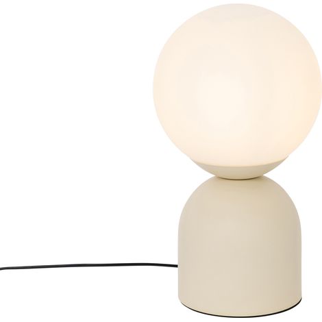 QAZQA Lampada da tavolo pallontrend - Chic da hotel - Acciaio,Vetro - Beige/Bianco - Sfera Max. 1 x Watt