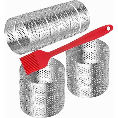 Lot de 12 cercles à tartelettes ronds de 8 cm (3,15 pouces) en métal, pour la cuisson de gâteaux, tartelettes aux fruits et croûtes de 8 cm. (1/5)
