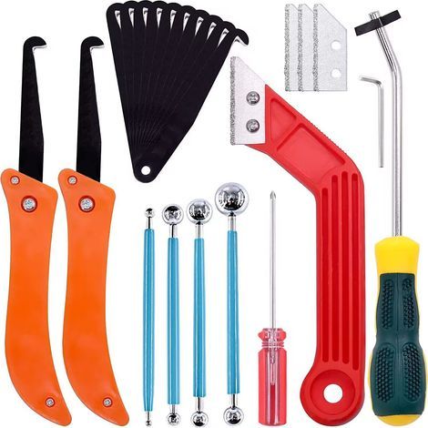 Grattoir joint carrelage 23 Pièces Kit de Grattoir à Joints avec 10 Lames de Rechange Scie Coudée avec 4 Boule Joint Carrelage pour Carrelage, Salle de Bain, Coulis