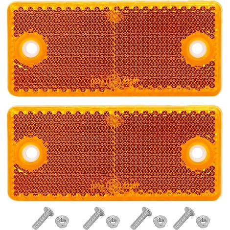 Réflecteur de Remorque 2pièces,Jaune,Rectangulaire,Visser,Homologué E9,90x40x8mm, Réflector Rectangulaire Catadioptre Remorque pour Tracteur Bicyclett (Jaune/Rectangulaire/2pièces） (1/5)