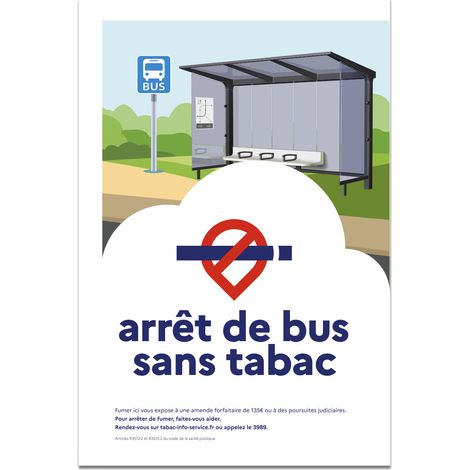 Panneau "Arrêt de bus sans tabac" – Décret 2025-582 – ADHÉSIF – Format 21x30 cm – Signalétique obligatoire
