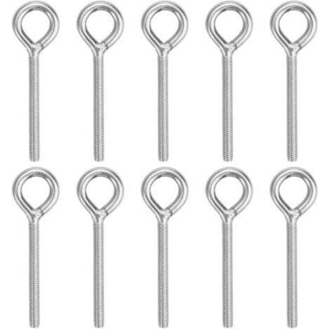 10 Pièces Anneau de Levage Boulon à œillet M6,Boulon à œil en Acier Inoxydable 304,Anneaux Filetage Vis Tige Longue,74mm Boulons àœil Filetage Mâle,Vis à œillet Antirouille,pour Fixation et Suspension (1/5)