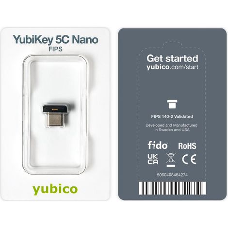 Yubico YubiKey 5C Nano FW 5.4.3 USB-C Sicherheitsschlüssel, 5060408464274
