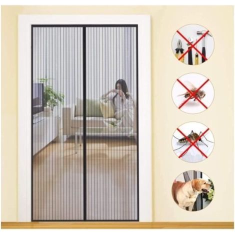 Moustiquaire magnétique pour porte, sur mesure, rideau anti-moustiques pour couloirs, 90 x 210 cm, motif rayé (1/4)