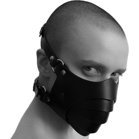 GROOFOO Masque de smog Masque en cuir Respirant Noir Masque de moto Masque anti-poussière coupe-vent en cuir PU taille unique (1/5)