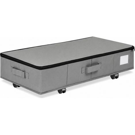 Boîte de rangement à roulettes pour sous le lit, pliable et anti-poussière, 55 L, grise moyenne (60 x 40 x 16 cm), grise grande (78 x 40 x 16 cm), 1 pièce (1/5)