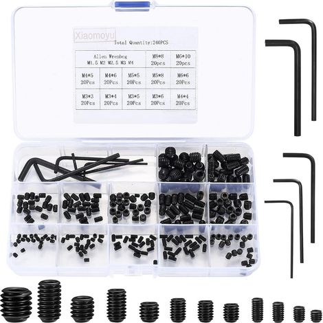 240tlg Madenschrauben Sortiment Set M3-M8 Edelstahl mit Inbusschlüssel (1/5)