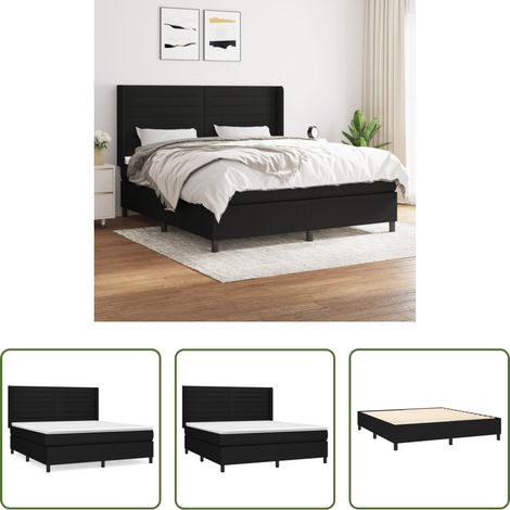 vidaXL Schlafmatratze - Boxspringbett mit Matratze Schwarz 160x200 cm Stoff (1/5)