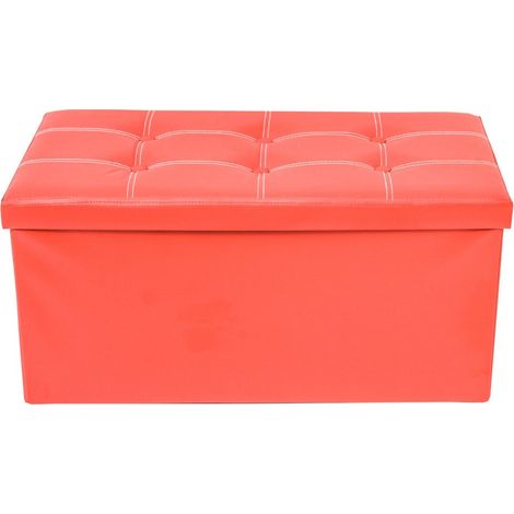 Rebecca Mobili Puff Asiento Baúl polipiel Taburete Reposapies Rojo 38x76x38
