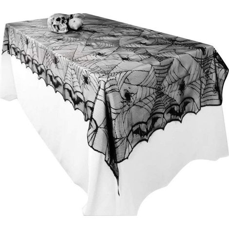 Gotische Spinnennetz-Dekoration aus Spitze für Halloween-Partys, 122 cm x 244 cm (1/4)