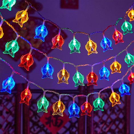 Guirlande Lumineuse Poissons - LED Clignotantes - Alimentation Piles - Décoration Intérieure Fête Mariage Camping Chambre Enfant - 20 Lumières (1/5)