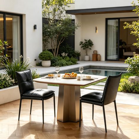 Fauteuil de séjour et de salle à manger, design contemporain, siège ergonomique et confortable, lot de 2 chaises polyvalentes pour intérieur moderne. (1/5)