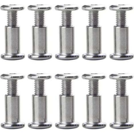 Pack of 10 M6 x 20 mm screws, belt buckles, fixing bolts, fixing screws, leather fasteners for furniture, leather saddles for 8 mm diameter holes