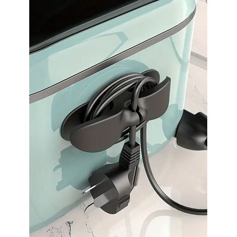 Organisateur de câbles électriques, fixe-fiches pour cuisine, clip adhésif sans perçage, dévidoir électrique, 1 pièce, couleur noire (1/4)