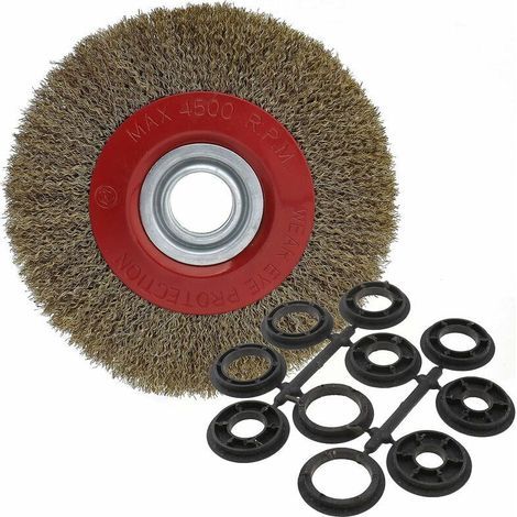 Rundstahlbürste 125/150/200 mm – 0,3 mm gehärtete Stahlborsten – Zum Reinigen, Entgraten und Polieren von Metallen – Wancle (1/5)
