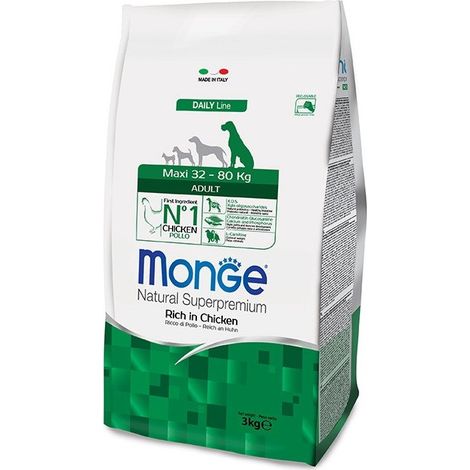 Monge Natural Cane Tagliagrande, Crocchette - Adult, Pollo 3kg