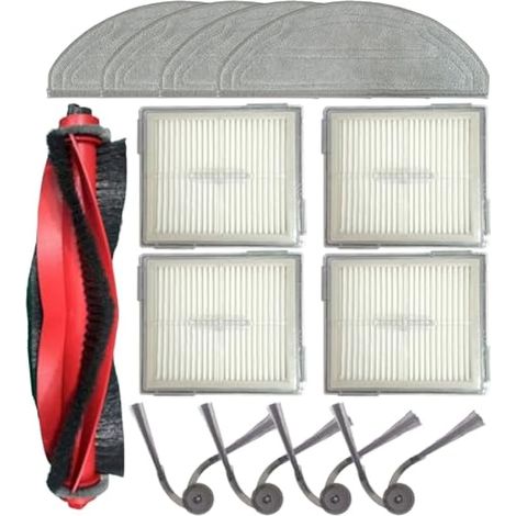 Pièces de rechange compatibles avec Roborock Q10 S5/Q10 S5+/ Q10 X5/Q10 X5+, accessoires pour robot aspirateur, 1 brosse à rouleau, 4 filtres, 4 brosses latérales, 4 tampons de balai (1/5)