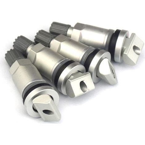 Ensemble de 4 capteurs TPMS de rechange en acier inoxydable argenté pour collier de serrage de la tige de valve (1/5)