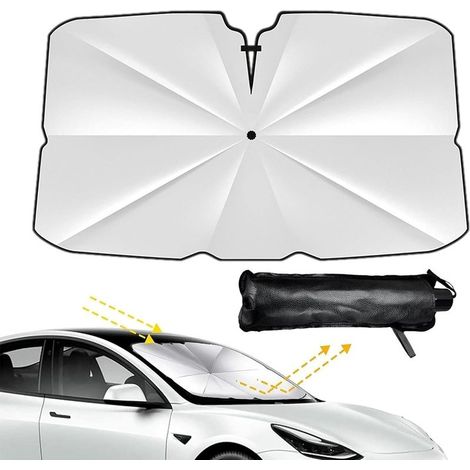 Parapluie Pare Soleil Pare Brise Avant de Voiture, Pare-Brise de Voiture Pliable, Protection UV et Isolation Thermique, Rangement Facile pour la Plupart des Voitures et SUV (1/5)
