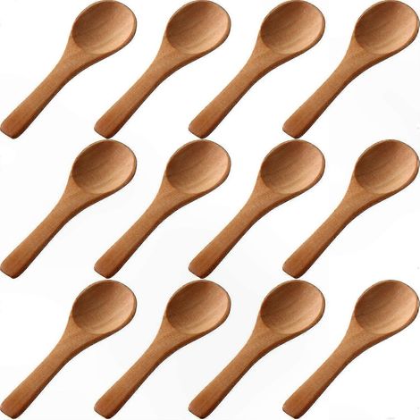 Natürliche Holzlöffel für Honig, Tee und Gewürze - Set mit 50 umweltfreundlichen Mini-Besteckteilen, perfekt für Vorspeisen und Desserts.