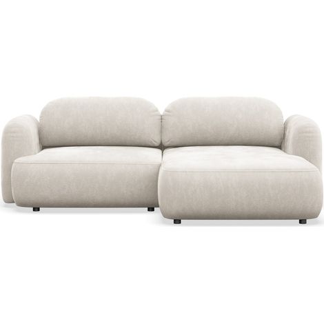 Selsey Tvoya – Ecksofa mit Schlaffunktion, Ottomane rechts, Creme-Chenille