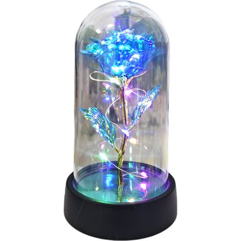 Weihnachtsgeschenkset „Ewige Rose“, Nachtlicht „Ewige Blume“ mit Acryldeckel (blaues Licht, geeignet für Frauen, als Geschenk zum Geburtstag oder Muttertag)