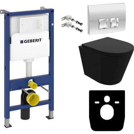 GEBERIT WC Set mit Vorwandelement, Wand-WC und Spülknopf
