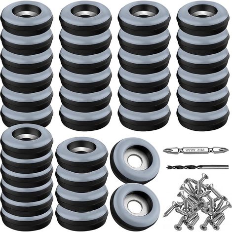 Lot de 36 Patins en téflon à Visser Diamètre : 19 mm Ronds Noirs avec 36 vis en Acier Inoxydable et 2 forets Protection Efficace de Vos Meubles chaises sols