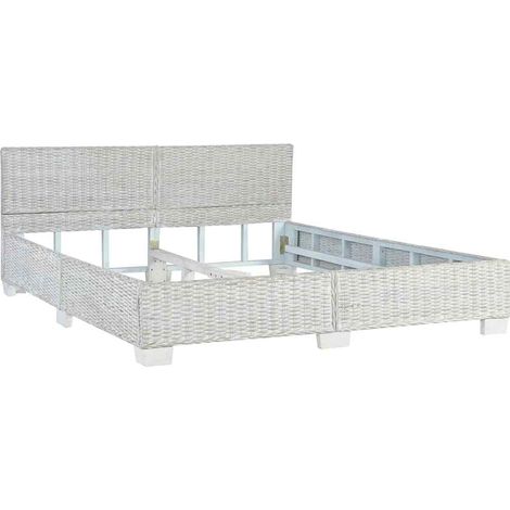 Maison Exclusive - Bettgestell Grau Natur Rattan 160 x 200 cm