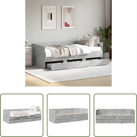 Schlafsofa -  Tagesbett mit Schubladen ohne Matratze Betongrau 75x190 cm (1/5)