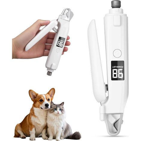 Coupe-ongles électrique pour chiens, modèle 2026, 2 en 1, pour petites, moyennes et grandes races, avec 2 lumières LED.-AquaForge (1/5)