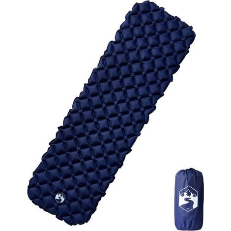 Matelas de camping gonflable, une place, bleu marine, 190 x 58 x 6 cm (1/5)