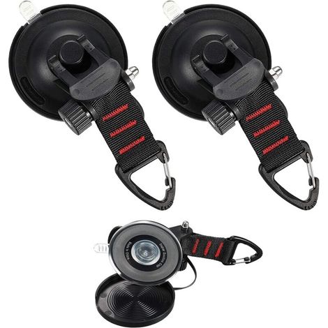 Ventouse avec Fixation du Crochet d'Arrimage, Crochet de Fixation de Ventouse Auvent pour Tentes Latéral de Voiture Accessoire de Bâche de Camping (2 Pièces) (1/5)