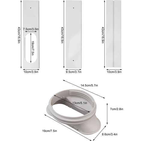 Ortviai Kit d’évacuation pour climatiseur portable – Panneaux étanches en PVC réglables (43–140 cm × 10 cm) pour fenêtres coulissantes (1/4)