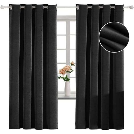 Tende oscuranti con occhielli, velluto, 140x175 cm, 2 pezzi, nere