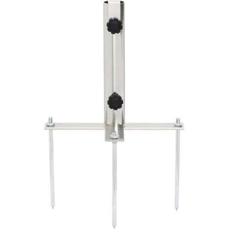 Base de parasol avec piquets de sol Ø32-38 mm argenté acier (1/5)