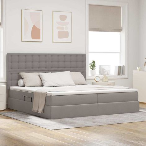 Lit avec rangement et matelas Taupe 200 x 200 cm Polyester vidaXL