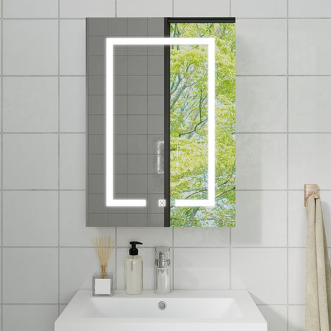 OCEAN contenitore con specchio a muro da Bagno con Specchio 50x70 cm, Bianco (1/5)