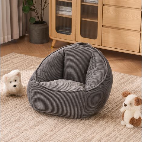 Fauteuil pouf enfant en velours côtelé gris 69 x 72 x 51 cm, sans montage HAVRYA (1/5)