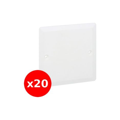 Legrand - Batibox - LOT de 20 Couvercles universel 80 x 80 - Pour bou00eete 1 Poste - Carru00e9 - Blanc - Ru00e9f. : 089281x20 (1/3)