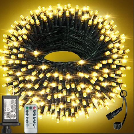 Guirlande Lumineuse LED 50M, 1000 LED, 8 Modes d'Éclairage, Étanche IP55, Blanc 4000K, Télécommande Sans Fil, Intérieur/Extérieur (blanc, 1000led)