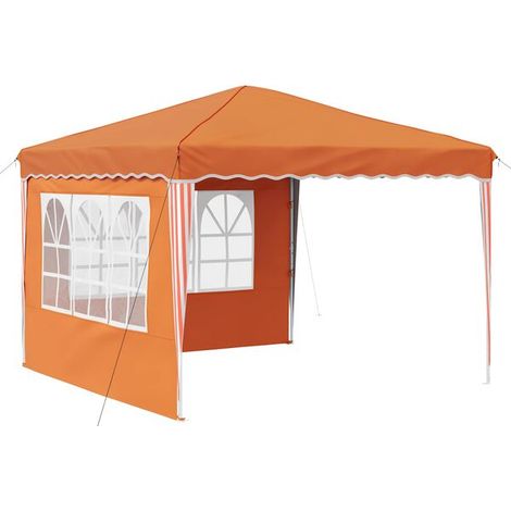 Tente de réception pliante orange, 288 x 288 x 245 cm, tissu Oxford.