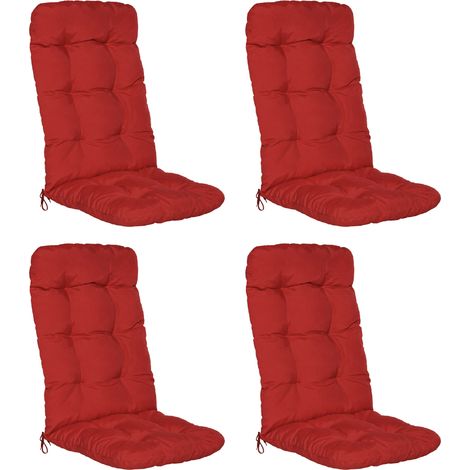 Beautissu 4er Set Hochlehner Auflage Flair HL 120x50x8 cm	Rot