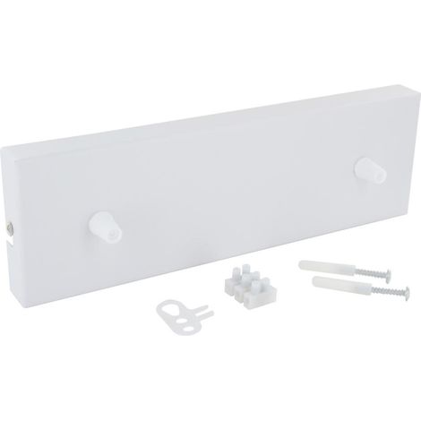 Chacon – Pavillon rectangulaire métallique pour deux points lumineux – Dimensions 300 x 95 x 25 mm – Conforme aux normes européennes – Style industriel (1/5)