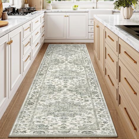 Vert Vintage 60x240cm Tapis Long Couloir Antidérapanta Cuisine,Chambre Enfant Rugs,Descente de Lit Rug,Lavable en Machine Carpet,Interieur Doux Poil Ras,Bureau Carpets (1/5)