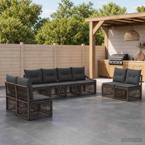 vidaXL Set Divano da Giardino 8 pz 8-Posti Grigio polyrattan (1/5)
