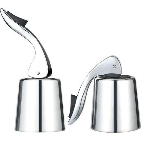 Set mit 2 Champagnerverschlüssen, wiederverwendbare Weinflaschenverschlüsse aus Edelstahl (1/4)