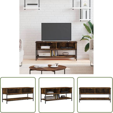 The Living Store Meuble TV chêne fumé 100x35x45 cm bois d'ingénierie - Meubles Tv - Meuble Tv - Support Tv - Unité Tv - Meuble Design (1/5)